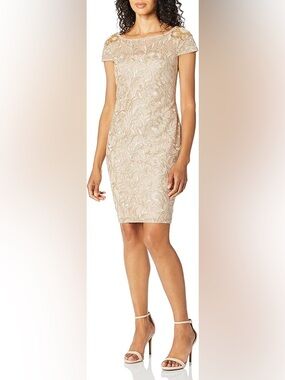 Calvin Klein Cap Sleeve Sequin Sheath Dress Size 16 NWT Brand New